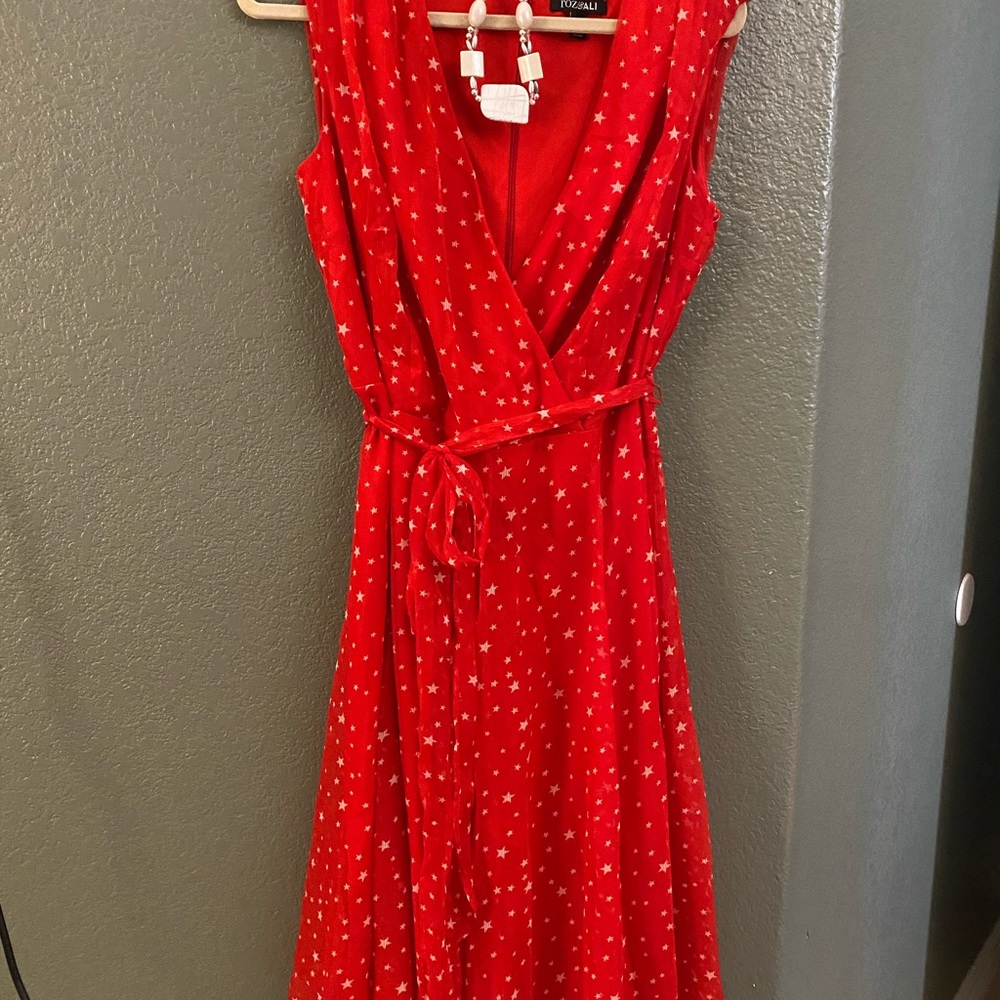 Size 14, brand new with tags, Rozali brand red with white stars